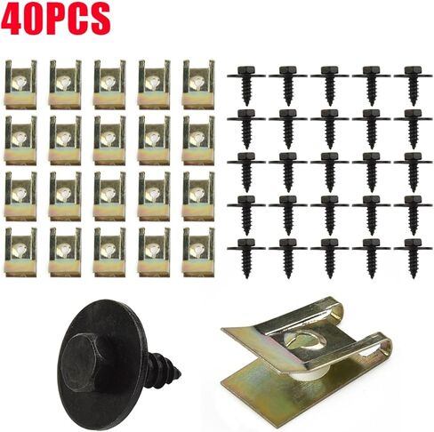 40Pcs Car U Nut And Hex Screw Kit With Speed Fastener Clips, Metal Fixing Parts, 8Mm Head, For BMW 1-8 Series X1 X3 X6 Z Series in Saudi Arabia