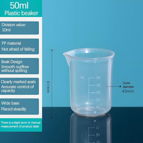 Plastic Beakers,Measuring cup, 4Size(50/100/250/500ml)-Polypropylene Graduated shatter-proof for Lab,Cooking,Science Experiments,DIY,Kitchen,Measuring Cup and Teaching in Saudi Arabia