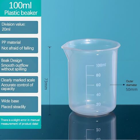 Plastic Beakers,Measuring cup, 4Size(50/100/250/500ml)-Polypropylene Graduated shatter-proof for Lab,Cooking,Science Experiments,DIY,Kitchen,Measuring Cup and Teaching in Saudi Arabia