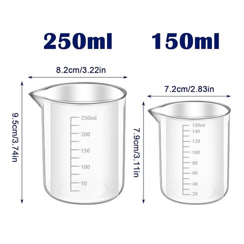 7 Sizes Plastic Beaker Set, Plastic Graduated Beakers with 3 Ml Plastic Droppers, Clear Measuring Graduated Liquid Container Beakers in 10ml, 25ml, 50ml, 100ml, 150ml, 250ml, 500ml in Saudi Arabia