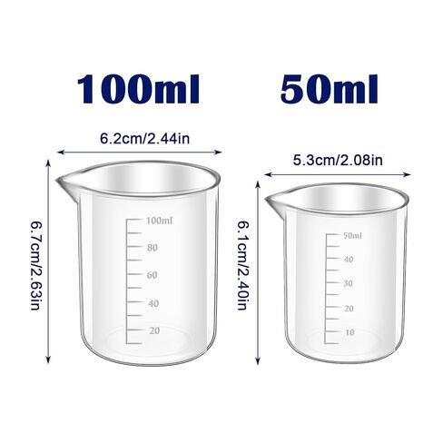 7 Sizes Plastic Beaker Set, Plastic Graduated Beakers with 3 Ml Plastic Droppers, Clear Measuring Graduated Liquid Container Beakers in 10ml, 25ml, 50ml, 100ml, 150ml, 250ml, 500ml in Saudi Arabia