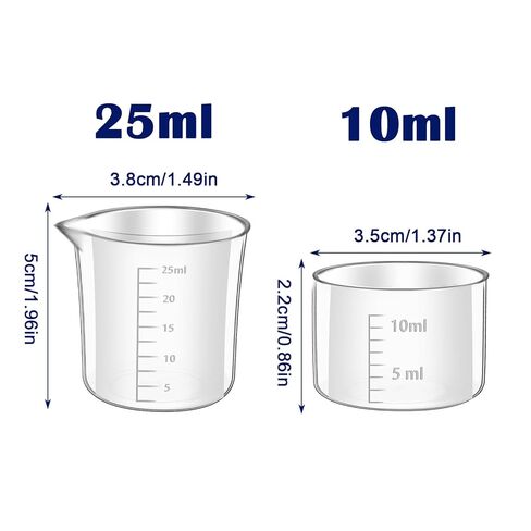 7 Sizes Plastic Beaker Set, Plastic Graduated Beakers with 3 Ml Plastic Droppers, Clear Measuring Graduated Liquid Container Beakers in 10ml, 25ml, 50ml, 100ml, 150ml, 250ml, 500ml in Saudi Arabia