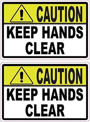 StickerTalk Caution Keep Hands Clear Vinyl Stickers, 3 inches by 2 inches in Kuwait