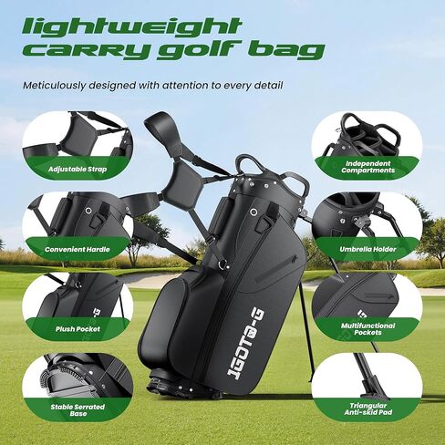 حقيبة حامل جولف بـ 7 اتجاهات - حقائب نادي جولف خفيفة الوزن مع 7 فواصل كاملة الطول ومبرد وغطاء للمطر للرجال والنساء in Kuwait