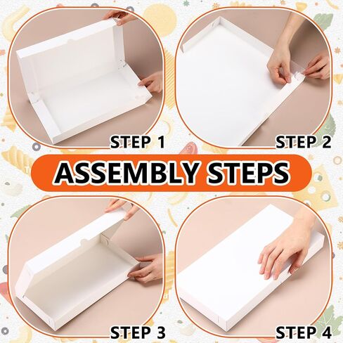 80 Pcs Pizza Boxes 14 x 7 x 1.5 Inch White Flatbread Box Cardboard Rectangular Take out Pizza Boxes Baking Containers Flatbread Box for Cake Cookies Food Pastry Bakery Charcuterie in Saudi Arabia