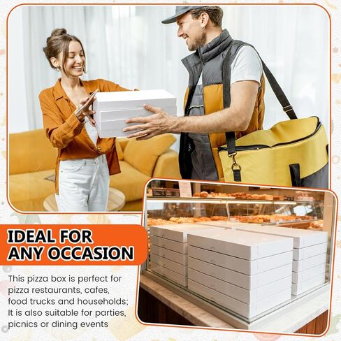 80 Pcs Pizza Boxes 14 x 7 x 1.5 Inch White Flatbread Box Cardboard Rectangular Take out Pizza Boxes Baking Containers Flatbread Box for Cake Cookies Food Pastry Bakery Charcuterie in Saudi Arabia