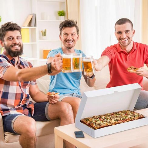 80 Pcs Pizza Boxes 14 x 7 x 1.5 Inch White Flatbread Box Cardboard Rectangular Take out Pizza Boxes Baking Containers Flatbread Box for Cake Cookies Food Pastry Bakery Charcuterie in Saudi Arabia