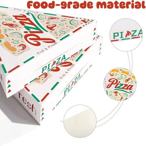 200 علبة من علب شرائح البيتزا، حاوية تخزين شريحة بيتزا واحدة يمكن التخلص منها مع طباعة ملونة، 9.3 × 9.1 × 1.8 بوصة، حامل صينية لصناديق الطعام المثلثة من الورق المقوى لحفلات أعياد الميلاد وحفلات الزفاف in Kuwait