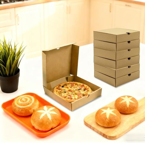 40 Pack Pizza Boxes, 7 x 7 x 1.6 Inch Small Corrugated Cardboard Pizza Box, Takeout Containers for Cake, Cookies, Food, Restaurant, Packing, Shipping in Kuwait