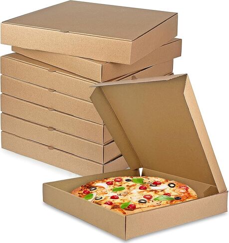 KEEPARTY 8PCS 14x14×2 Inch Kraft Pizza Box Corrugated Pizza Boxes Disposable Personal Storage Boxes for Takeout Weddings Birthdays and Parties in Saudi Arabia