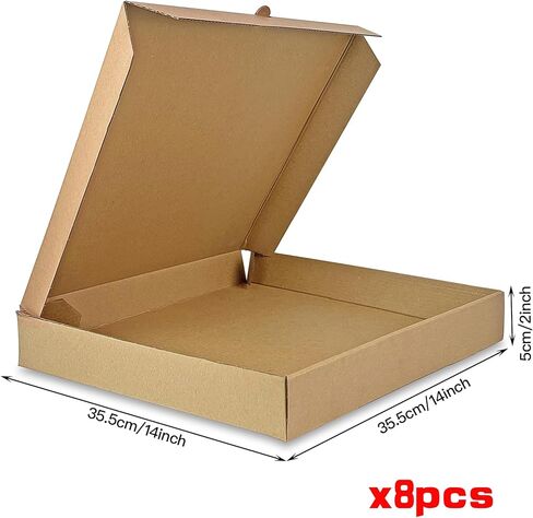 KEEPARTY 8PCS 14x14×2 Inch Kraft Pizza Box Corrugated Pizza Boxes Disposable Personal Storage Boxes for Takeout Weddings Birthdays and Parties in Saudi Arabia