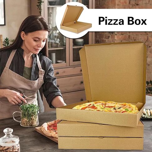 KEEPARTY 8PCS 14x14×2 Inch Kraft Pizza Box Corrugated Pizza Boxes Disposable Personal Storage Boxes for Takeout Weddings Birthdays and Parties in Saudi Arabia