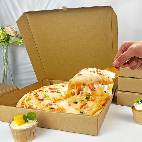 KEEPARTY 8PCS 14x14×2 Inch Kraft Pizza Box Corrugated Pizza Boxes Disposable Personal Storage Boxes for Takeout Weddings Birthdays and Parties in Saudi Arabia
