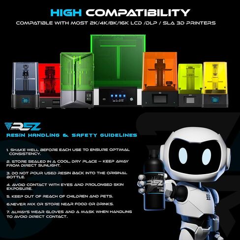 Resin 1 kg, Essential Grey UV Photopolymer Resin for SLA/DLP/LCD 3D Printers, Ultra-High Detail, Fast-Curing Tough Resin for Highly Detailed Models, high Strength and Low Odor, 2K 4K 6K 8K in Kuwait