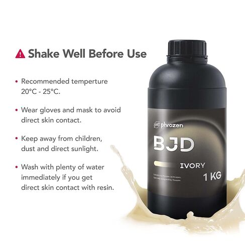 Phrozen BJD 3D Printing Resin, Smooth Matte & Wear-Resistant for Ball-Jointed Dolls and Articulated Figures, 405 nm UV-Curing Photopolymer for LCD/DLP/MSLA Printers, Ivory, 1 kg in Kuwait