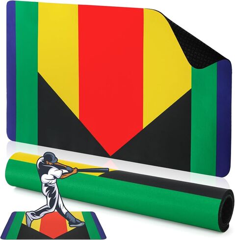Tebery Baseball Home Plate Mat, Extended Baseball Training Bases for Pitching and Hitting Practice, Non Slip Portable Rubber Softball Hitting Mats for Indoor Outdoor Use in Saudi Arabia