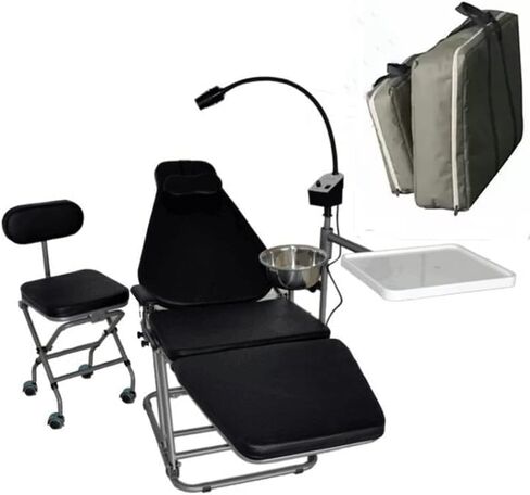 REEHUT USA Dynamic Portable Black Chair with Doctor's Chair with LED Operating Exam Light with Instrument Tray and Carry Bag in Kuwait