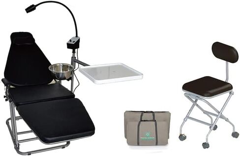 REEHUT USA Dynamic Portable Black Chair with Doctor's Chair with LED Operating Exam Light with Instrument Tray and Carry Bag in Kuwait