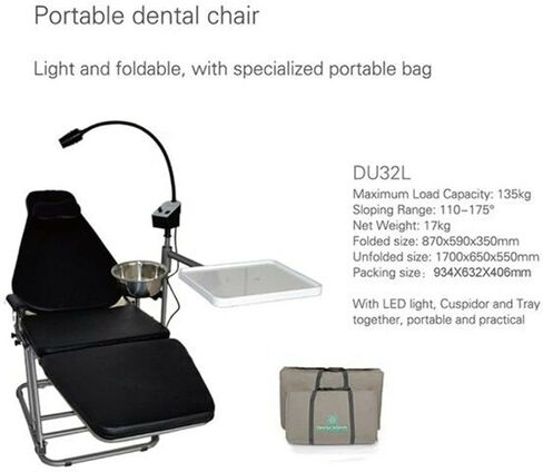 REEHUT USA Dynamic Portable Black Chair with Doctor's Chair with LED Operating Exam Light with Instrument Tray and Carry Bag in Kuwait