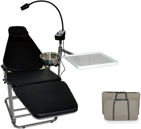 REEHUT USA Dynamic Portable Black Chair with Doctor's Chair with LED Operating Exam Light with Instrument Tray and Carry Bag in Kuwait