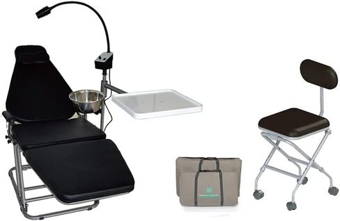 Portable Foldable Chair with LED Exam Light Lamp and Tray + Doctor's Stool Nylon Bag in Saudi Arabia