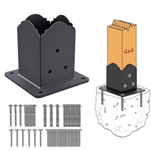 4x4 post base ، قوس ما بعد التقدم الشاقة 4x4 (3.6 × 3.6 بوصة في الحجم الداخلي) ، مرساة خشبية مغلفة بالمسحوق الزخرفية للعريشة والأسوار والطوابق وسور الشرفة (4 عبوات) in Kuwait