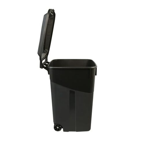 45 Gallon Wheeled Garbage Can, Attached Lid, Black in Saudi Arabia