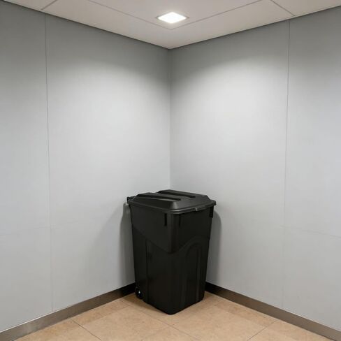 45 Gallon Wheeled Garbage Can, Attached Lid, Black in Saudi Arabia