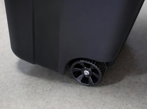 32 Gallon Wheeled Heavy Duty Plastic Garbage Can with Attached Lid – Smooth-Rolling Wheels, Reinforced Base for Patio, Garage, Yard & Indoor Use in Saudi Arabia