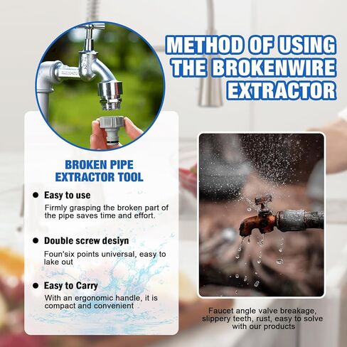 2 Pack Broken Threaded Pipe Extractor Tool, Broken Water Pipe Extractor, Multifunctional Handle Broken Faucet Removal Tool in Saudi Arabia