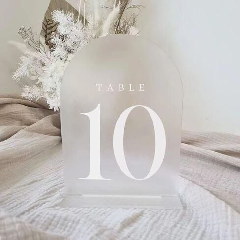 JINMURY Frosted Arch Table Numbers 1-5 with Stands, 5 Pack 5"x7" Frosted Arch Acrylic Table Numbers and Base, Perfect for Wedding Party Event in Saudi Arabia