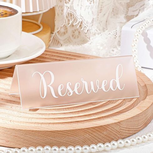 Teling 16 Pcs Acrylic Reserved Table Signs for Wedding Guest Reservation Seat Signs Waterproof Double Sided for Birthday Party Restaurants Meeting Chair Business Office in Saudi Arabia