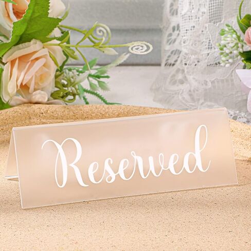 Teling 16 Pcs Acrylic Reserved Table Signs for Wedding Guest Reservation Seat Signs Waterproof Double Sided for Birthday Party Restaurants Meeting Chair Business Office in Saudi Arabia