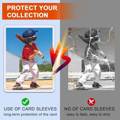200 حافظة بطاقات ذات تحميل علوي للبطاقات، 3 × 4 بوصة، واقيات بطاقات البيسبول الممتازة ذات الحجم القياسي، لتجارة بطاقات ألعاب كرة القدم البيسبول الرياضية (100 أكمام صلبة + 100 أكمام ناعمة) in Kuwait