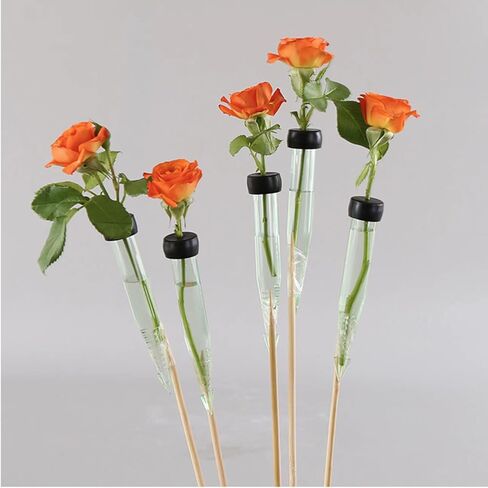 Maxmoral 25 قطعة خرطوم زهور بلاستيكي شائك مقاس 4 × 0.7 بوصة مع غطاء سيليكون لوازم الزهور ترتيبات الزهور والعناصر الزخرفية in Kuwait