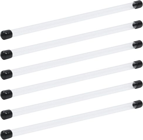 Oedema 6 Pcs Clear Rigid Round Transparent Tubing 7mmx8mmx200mm Plastic Storage Tube with Black Lids for Item Stored in Saudi Arabia