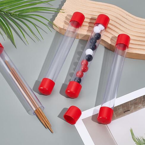 AHANDMAKER 5pcs Empty Storage Tubes Clear 8.26 Inch Long Rigid Plastic Tubing with Red Rubber Caps ID 0.91 Inch Transparent Storage Tube for Bead Containers, Craft, DIY, Red in Saudi Arabia