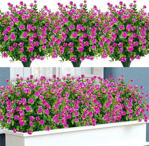 24 Bundles Greenery Artificial Plants Outdoors, Eucalyptus Stems UV Resistant Fake Foliage Plants Faux Boxwood Shrubs Indoor Decorations Artificial Flowers for Garden Pot Porch Fence Hanging Planter in Kuwait