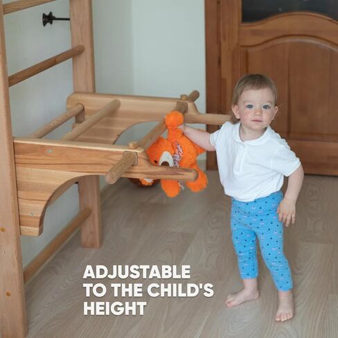 قضبان حائط سلم سويدية للأطفال والكبار، مصنوعة من خشب الزان الصلب، تتحمل أحمالًا تصل إلى 880 رطلاً، مع شريط سحب قابل للإزالة، وبار غمس، والجمباز والتمارين الرياضية في صالة الألعاب الرياضية إندور in Kuwait