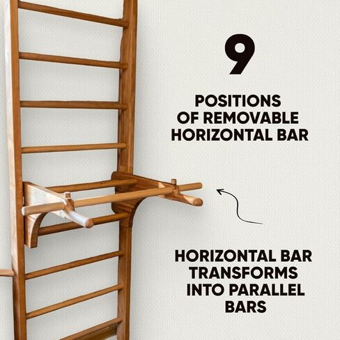 قضبان حائط سلم سويدية للأطفال والكبار، مصنوعة من خشب الزان الصلب، تتحمل أحمالًا تصل إلى 880 رطلاً، مع شريط سحب قابل للإزالة، وبار غمس، والجمباز والتمارين الرياضية في صالة الألعاب الرياضية إندور in Kuwait