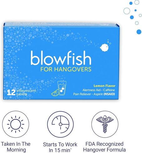 Blowfish for Hangovers - Fast Hangover Relief in 15 Minutes | FDA-Recognized Formulation | Headache Relief, Energy, and Hydration in One Step in Saudi Arabia