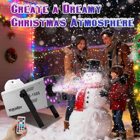 TCFUNDY Snow Machine with 12 LED Lights, 1500W Snow Making Machine with 9 Color Lights Effect Snowflake Maker with Remote Control in Kuwait