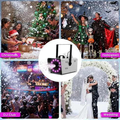 TCFUNDY Snow Machine with 12 LED Lights, 1500W Snow Making Machine with 9 Color Lights Effect Snowflake Maker with Remote Control in Kuwait