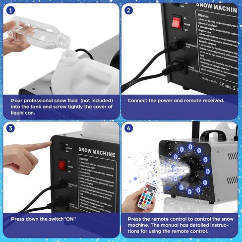 TCFUNDY Snow Machine with 12 LED Lights, 1500W Snow Making Machine with 9 Color Lights Effect Snowflake Maker with Remote Control in Kuwait
