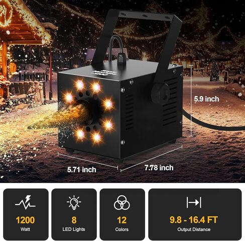 ماكينة صنع الثلج UPGREY بقدرة 1200 وات للاستخدام في الهواء الطلق وفي الداخل، صانعة ثلج وهمية للحفلات مع مصباح LED وجهاز تحكم عن بعد in Kuwait