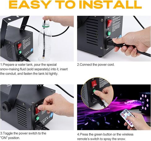 ماكينة صنع الثلج UPGREY بقدرة 1200 وات للاستخدام في الهواء الطلق وفي الداخل، صانعة ثلج وهمية للحفلات مع مصباح LED وجهاز تحكم عن بعد in Kuwait