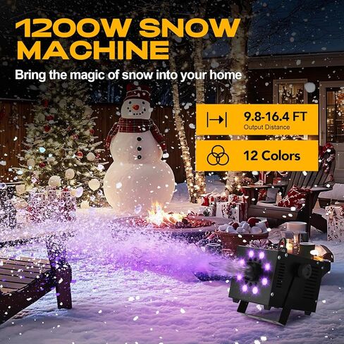 ماكينة صنع الثلج UPGREY بقدرة 1200 وات للاستخدام في الهواء الطلق وفي الداخل، صانعة ثلج وهمية للحفلات مع مصباح LED وجهاز تحكم عن بعد in Kuwait