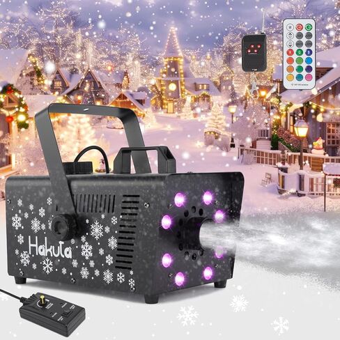 Hakuta 1000W Snow Machine Adjustable Snowflake with 8 LED RGB Lights, High Output Snow Maker for Christmas, Halloween, Valentine's Day, Wedding, Parties and DJ Stage Indoor Outdoor in Kuwait