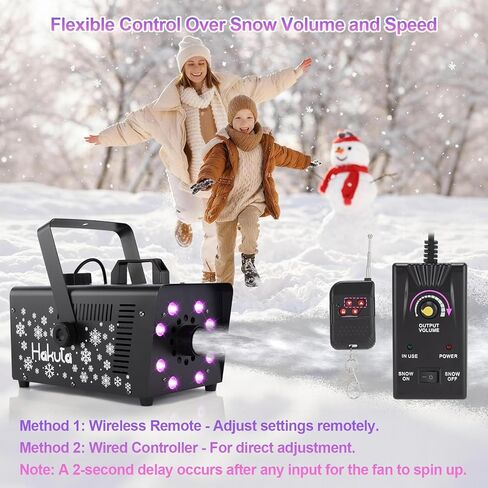 Hakuta 1000W Snow Machine Adjustable Snowflake with 8 LED RGB Lights, High Output Snow Maker for Christmas, Halloween, Valentine's Day, Wedding, Parties and DJ Stage Indoor Outdoor in Kuwait