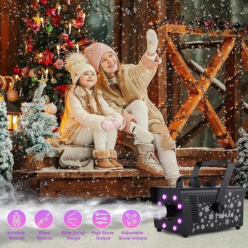 Hakuta 1000W Snow Machine Adjustable Snowflake with 8 LED RGB Lights, High Output Snow Maker for Christmas, Halloween, Valentine's Day, Wedding, Parties and DJ Stage Indoor Outdoor in Kuwait